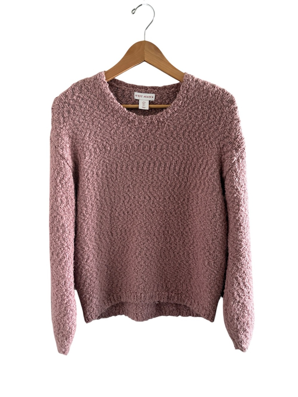 Yet Again  Dusty Rose Crewneck Textured Pullover Sweater